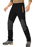 yanpipe Men's Hiking Tactical Pants Lightweight Snow Ski Outdoor Waterproof Softshell Windproof Winter Fleece Lined Cargo (Black, 34)