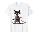 Japanese Art Cat Ninja Ukiyo-e Anime Style Samurai Cat T-Shirt