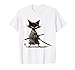 Japanese Art Cat Ninja Ukiyo-e Anime Style Samurai Cat T-Shirt