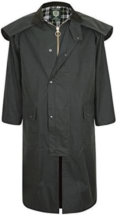Unisex Premium Quality Lined Waxed Cape Long RainCoat Made in UK