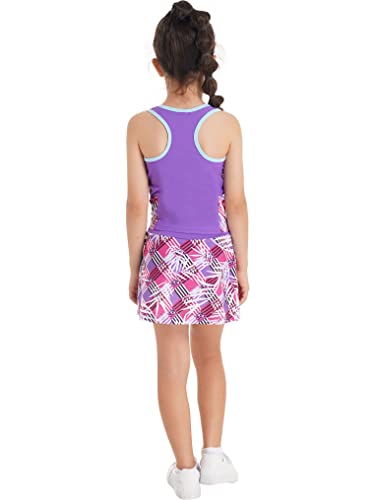 YEAHDOR Kids Girls 2 Pieces Tennis Golf Dress Set with Shorts Racerback Tank Tops and Tennis Skirt Skorts Tracksuit Set4