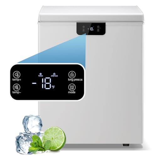 TACOOL Deep Freezr with Wheels Chest Freezer Large Capacity Touch Electronic Temperature Control Features Refrigeration and Freezing Capabilities 2 Removable Baskets for Home Apartment Kitchen White