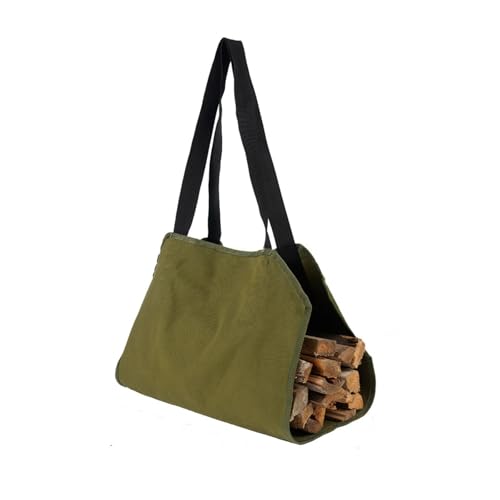 Large Capacity Wood Log Carrier Bag Canvas Waterproof Scratch Resistant Firewood Tote For Camping Hiking Outdoor Handles Storage For Carrying(Green)