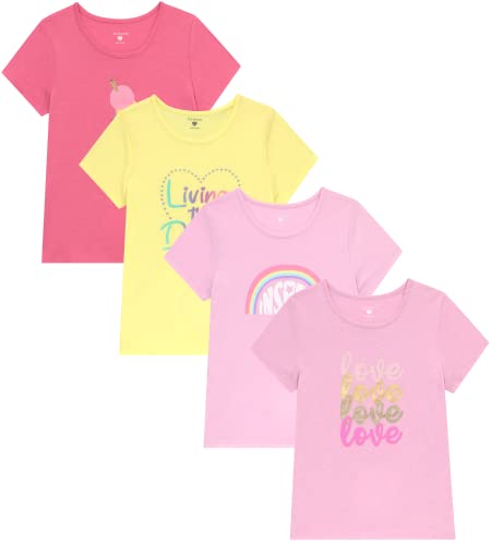 Btween Girls 4-Piece Summer Tops | Fashionable Short Sleeve T-Shirt | Casual Daily Shirt For Kids - Assorted Colors #TOP19