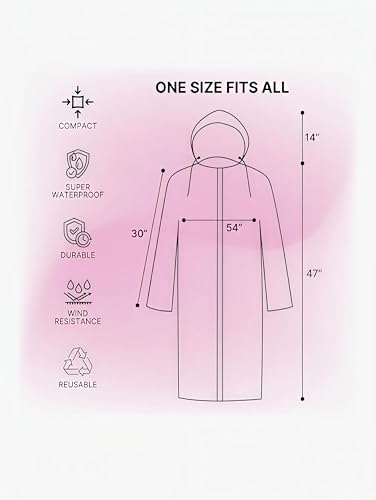 Image of Unisex Hooded Raincoat, Waterproof Long Rain Jacket, Multiple Colours, Reusable