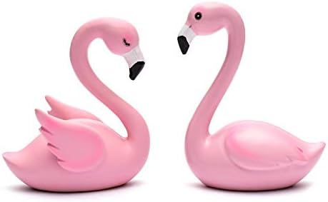 AFYBL Pack of 2 Pink Flamingo Cake Topper for Birthday Wedding Anniversary Luau Beach Party Decoration