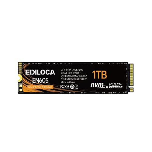 EN605 1TB SSD M.2 2280, NVMe1.3 PCIe Gen3 x4 SSD, 3D TLC NAND, Internal Solid State Drives, Read/Write Speed up to 2150/1850 MB/s, Compatible with Laptop & PC Desktop