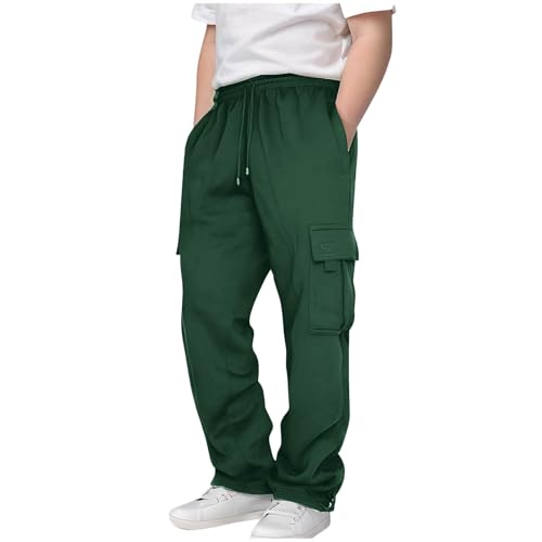 Boys Fleece Cargo Joggers Casual Baggy Wide Leg Sweatpants Comfy Warm Fall Winter Sweat Pants Fashion School Trousers