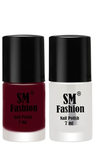 Image of Long Lasting Nail Polish | Nail Paint Combo 7 ml Each) - Set of 2 Boysenberry-Top Coat