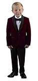 Tuxgear Baby-Boys Slim Fit Velvet Shawl Suit, Burgundy, 3 Toddler (3 Toddler)