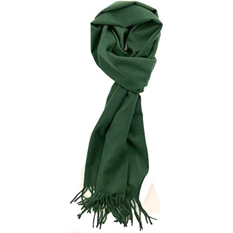 Plum Feathers Rich Solid Colors Cashmere Feel Winter Scarf (Dark Green) Cover