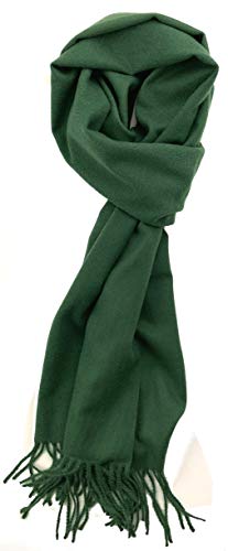 Plum Feathers Rich Solid Colors Cashmere Feel Winter Scarf (Dark Green), Dark Green, One size