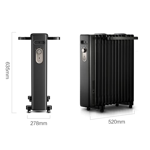 elektrische ventilatorkachel 2200W 13 Vin-olie gevulde radiatorverwarming in zwart, verstelbare thermostaat met 3 warmtinstellingen, ruimteverwarmers met ingebouwde oververhitting en tip over bescherm - Afbeelding 3