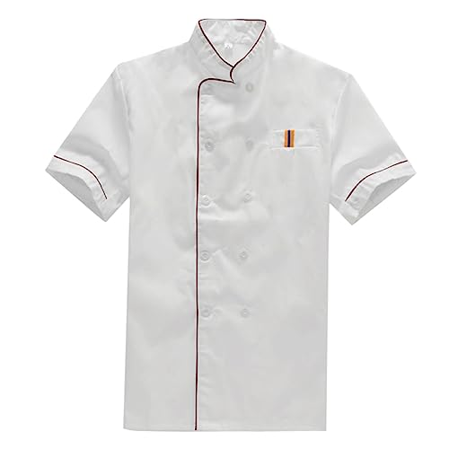 GALPADA Unisex Summer Short Sleeve Chef Coat Casual Loose Chef Top for Bakery Hotel Restaurant Easy to Wash Oil Xxl White