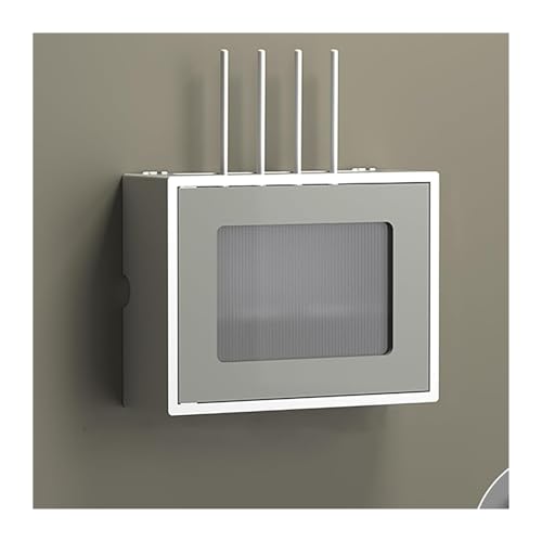 Armoire de routeur WiFi murale en bois bicolore pour masquer les câbles du modem