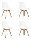 +gardenlife | Tulip Nordic Chair Design Armless Dining Plastic Chair | Set of 4 | White