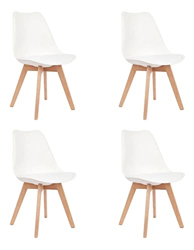 +Gardenlife | Tulip Nordic Chair Design Armless Dining Plastic Chair | Set Of 4 | White #TOP1