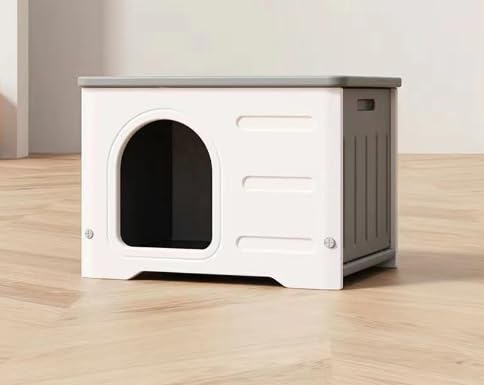 猫ハウス、小型犬ハウス、猫ハウス、猫ハウス、ペットハウス、小型犬に適しています、犬小屋、プラスチック猫ハウス、屋外、屋内、囲い、野良猫ハウス、四季用、毛布付き、防寒、雨よけ、ペット消耗品、通気性、組み立て済み、洗える、グレー、スタイリッシュ (グレー)