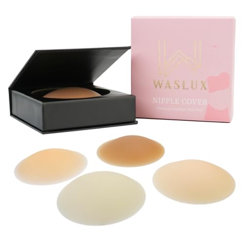 nipple covers - 4 shades invisible silicone nipple covers reusable, sticky adhesive nipple pasties, with travel box4