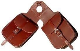 Cowhide Genuine Leather Western Equestrian Trail Simple Horse Saddle Bag Pack Equipment Horse Saddle Bags Tack Set Accessories Size: 10” L x 10” W x 3 ½” D inches, MO-SBAG-57