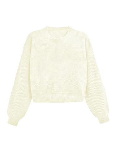 WDIRARA Women's Plus Size Round Neck Long Sleeve Crop Sweater Ribbed Knit Pullovers