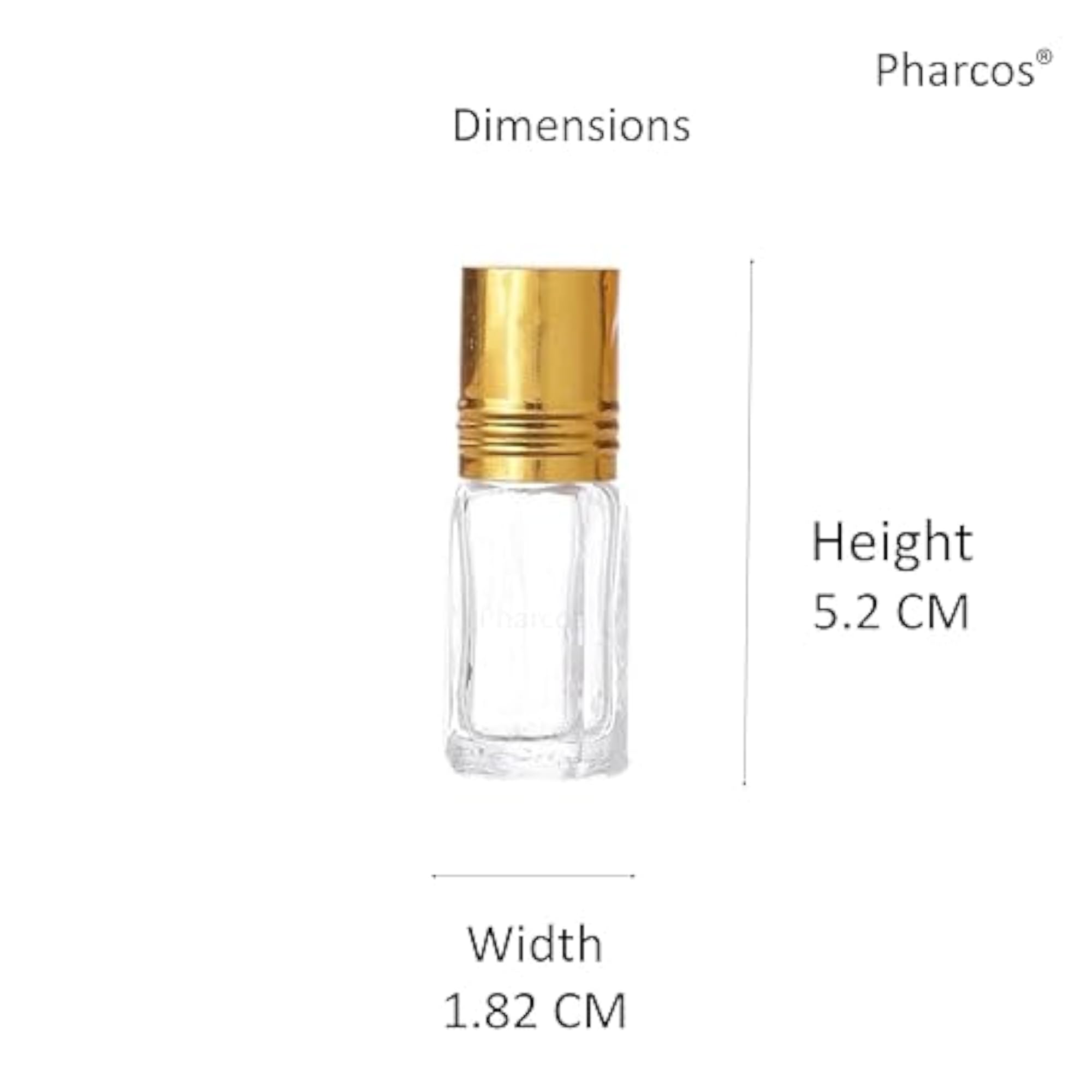 3ml Mini Glass Roll On Bottles with Golden Cap, Set of 1