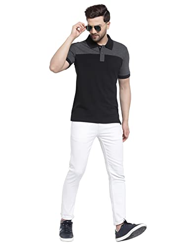 Image of Kalt Men Half Sleeve Polo Neck Dual Colour Cotton Blend T-Shirt
