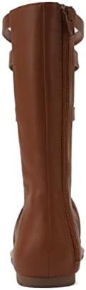 Soda MOXIE ~ Women Open Round Toe Mid-Calf Height Flat Gladiator Sandal (Cognac PU, us_footwear_size_system, adult, women, numeric, medium, numeric_9) | Image 1