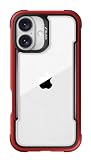 【RAPTIC】 iPhone 16 対応 ケース クリア 耐衝撃 米軍MIL規格 スマホケース 薄型 アルミ フレーム 透明 スマホカバー [ iPhone16 アイフォン 16 対応 携帯ケース ] iPhone 16 Case Shield レッド