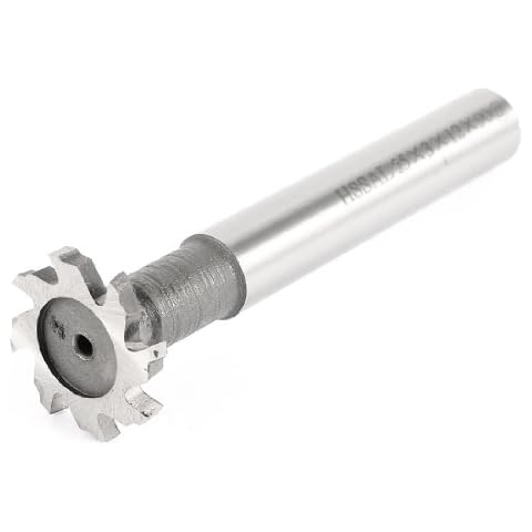 sourcing map Fräser 3 mm Tiefe 25 mm Schneiden Dia 8 Flöten HSS T Slot Schaftfräser de Cover