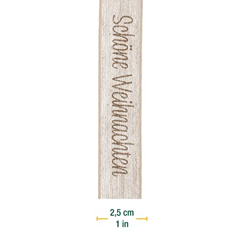 Halbach Seidenbänder Gift Ribbon Christmas Beautiful Linen 25 mm x 15 m Natural for Wrapping Gifts Ribbon with Wired Edges Colour: Natural/Linen 1058 - Image 2