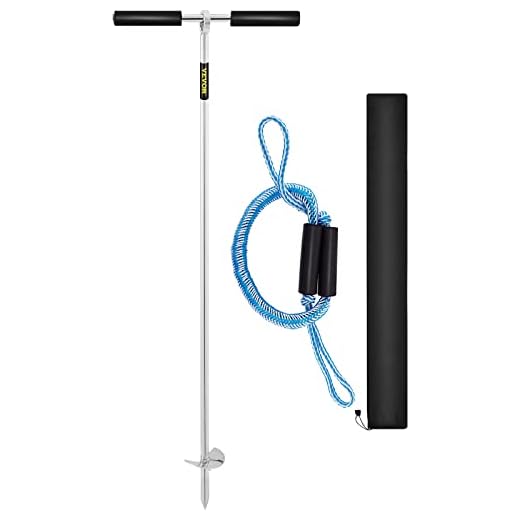 VEVOR Sand Anchor, 36" Length Auger to The Beach and Sandbar, 316 Stainless Steel Screw Anchor w/Removable Handle, Bungee Line & Carry Bag, for Jet Ski PWC Pontoon Kayak