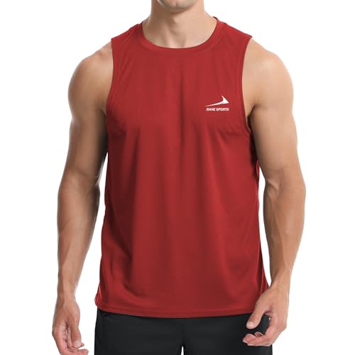 Camiseta de Tirantes para Hombre para Gimnasio Muscular Fitness Entrenamiento Fitness Tanques sin Mangas Rojo L
