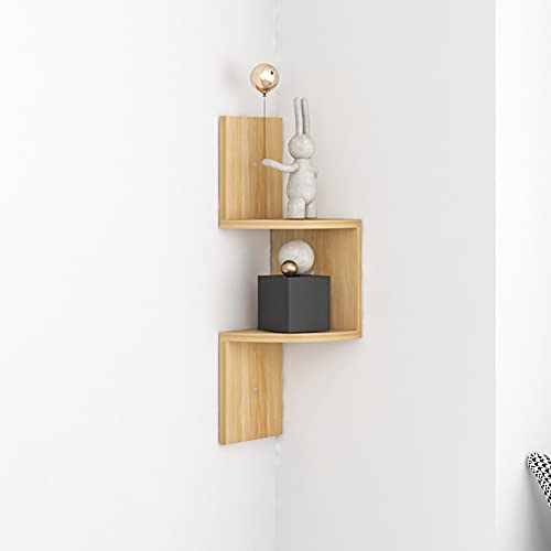 Moderno estante esquinero en zigzag de 2 niveles montado en la pared para cocina, dormitorio, sala de estar, estantes decorativos con diseño multicapa