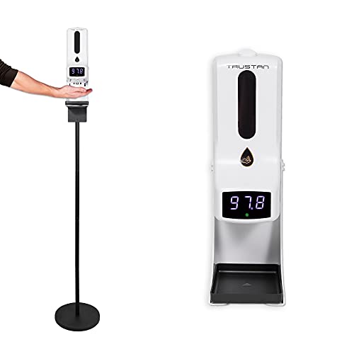 TRUSTAN Automatic Hand Sanitizer Dispenser Stand with Non-Contant Thermometer, Touchless Hand Sanitizer Station with Floor Stand, Touch Free Sanitizer Stand for Business and Home (Spray)