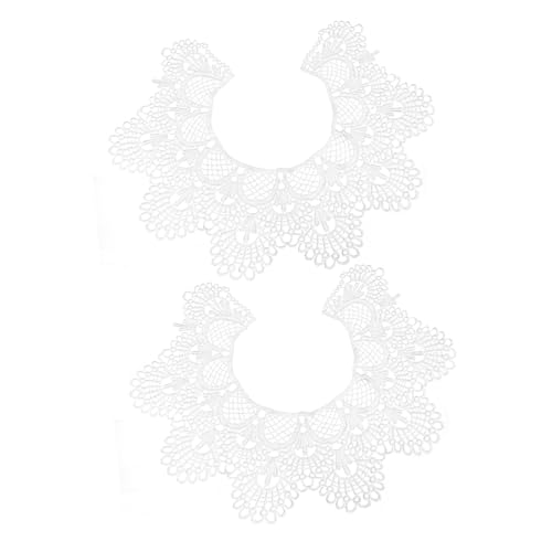 HAPINARY 2 piezas Cuellos de Encaje Bordado Blanco Aplique Floral Forma Ondulada Adorno de Escote para DIY y Decoración de Vestidos Elegantes