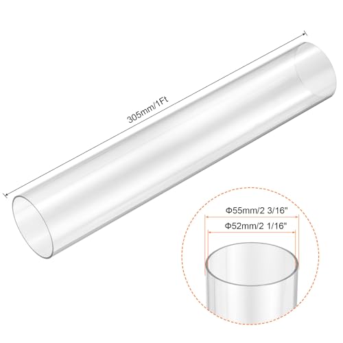 QUARKZMAN Klare starre Rohre 52mm(2 1/16) ID x 55mm(2 3/16) OD x 1Ft(305mm) Länge Rundes Kunststoff-Polycarbonat-Rohr