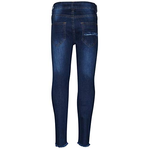Kids Girls Stretchy Denim Ripped Faded Skinny - Jeans JN33 Dark Blue._7-82