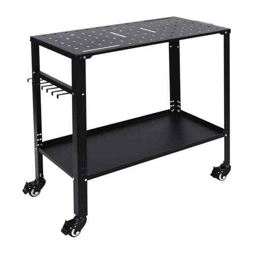 Image of Lumicasaler Welding Table, 36x18in 1200 Lbs Work Bench Portable Welding Table with Holes on Top, Hook Side Panel, Adjustable Height 8-12in
