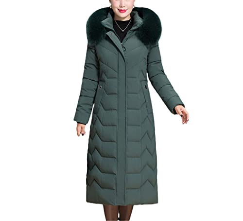 Veste d'hiver chaude à capuche pour femme résistant au vent glacial en taille 5XL verte