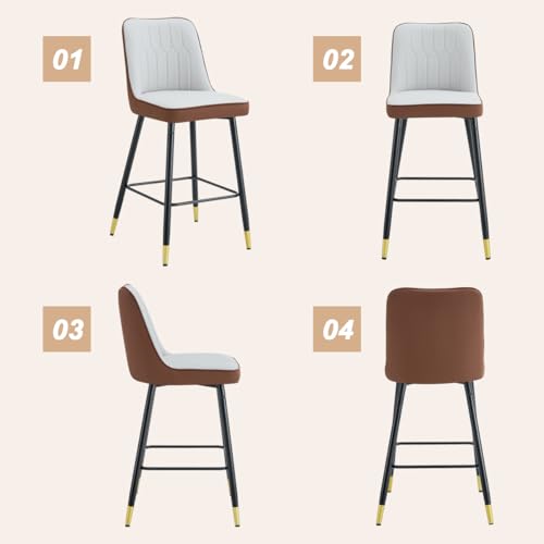 Image of 27'' Counter Height Bar Stools Set of 4 - Kitchen Island Stools with Back,Leather Barstools with Sturdy Metal Legs,Modern Counter Height Stools Ideal for Kitchen Island Pub Cafe