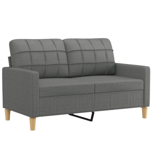 vidaXL Sofagarnitur 4-TLG., Sessel Couch mit Kissen Fußhocker, Sofa Wohnzimmersofa mit Armlehnen, Couchgarnitur Designsofa Sitzmöbel Polstermöbel, Dunkelgrau Stoff – Bild 5