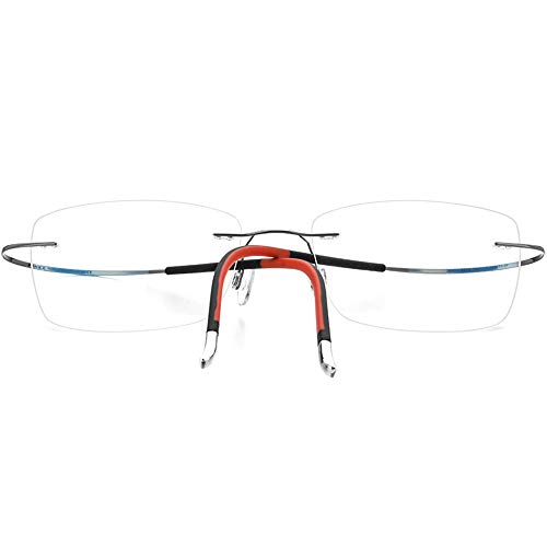 Fonex Titanium Glasses Men,Rimless Square Eyeglasses Frame Frameless Myopia Optical Eyewear (9203, Grey) #TOP3