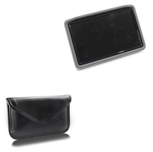 BoxWave Case Compatible with Ford 2023 Bronco Display (8 in) - Elite Leather Messenger Pouch, Synthetic Leather Cover Case Envelope Design - Jet Black