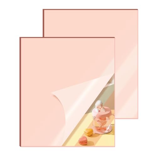 Image of 2 Pcs 12 x16 Inch Rose Acrylic Mirror Sheet, 1 /8 Inch Thick Opaque Glossy Mirror, Plexiglass Mirror Sheets with Protective Film, Rigid Mirror Sheets for Sawing, DIY, Laser Cutting and Engraving