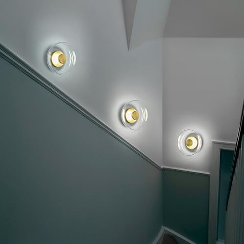 Image of Wall Sconces Set of Two Modern Glass Wall Sconce 6W 6000K LED Wall Sconce Light Bedroom Bedside Wall Lights for Living Room Hallway Dining Room