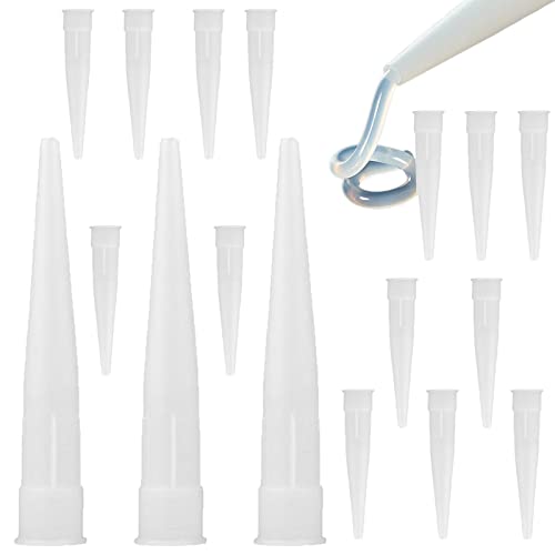 XHBTS 60 Silicone Nozzles Applicator Plastic Caulking Gun Extender Caulk Nozzle Tip Tool for Sausage Caulking Gun Caulk Nozzles Applicator White