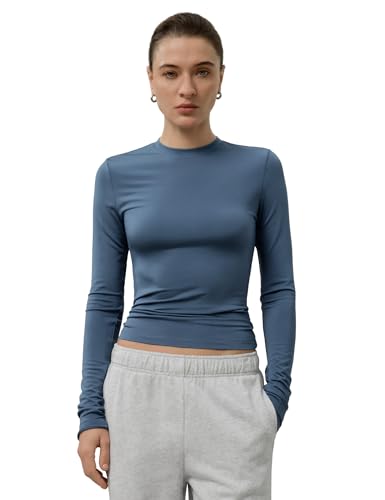 Image of LilySilk Women Silk Breeze Jersey T-Shirt Long Sleeves Slim Fit Tee Ladies Soft and Stretch Round Neck