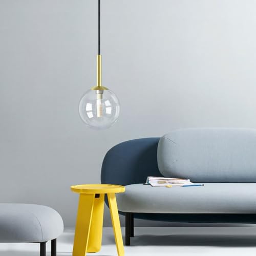 Luminaire suspendu globe moderne en verre blanc et métal doré HJZZQH G9