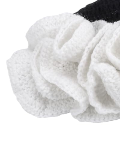 Image of Women Crochet Bucket Hat Cute Winter Ruffled Brim Floppy Cap Handmade Knit Cloche Hats